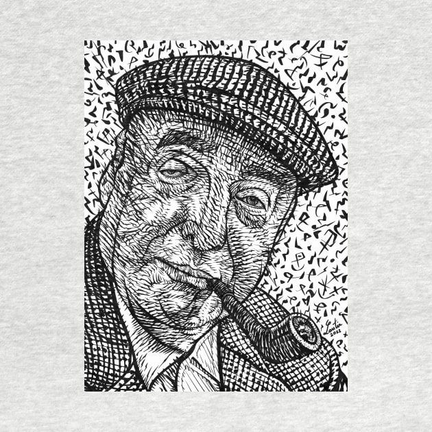 PABLO NERUDA ink portrait by lautir